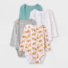 Baby Boys' 4pk Fox Long Sleeve Bodysuit - Cloud Island Orange