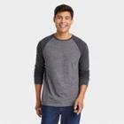 Men's Regular Fit Crewneck Long Sleeve T-shirt - Goodfellow & Co Galaxy Black