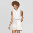 Women's Sleeveless Collared Button-down Shirt - A New Day White