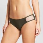 Women's Mesh Inset Cheeky Bikini Bottom - Xhilaration Olive