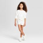 Girls' Long Sleeve All Over Sequin Pull-over - Art Class White
