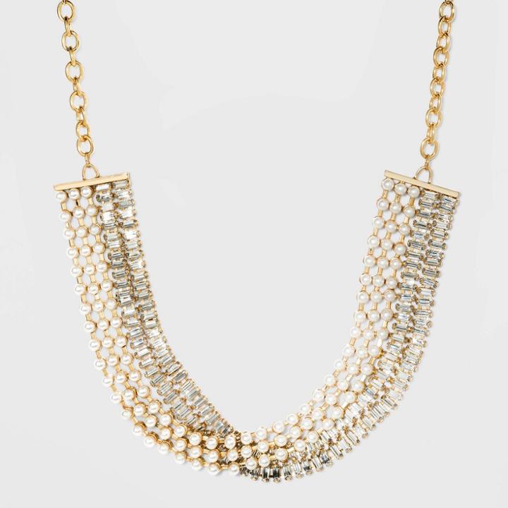 Sugarfix By Baublebar Embellished Statement Necklace - Pearl, White