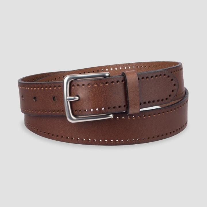 Target Men's 32mm Bridle Edge Perforation Belt - Goodfellow & Co Brown