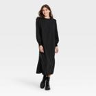Women's Long Sleeve High Slit Knit Dress - Who What Wear Black
