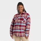 Houston White Adult Plus Size Long Sleeve Button-down Shirt - Garnet Red Plaid