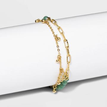 Beloved + Inspired Cubic Zirconia Multi-strand Jade Bracelet -