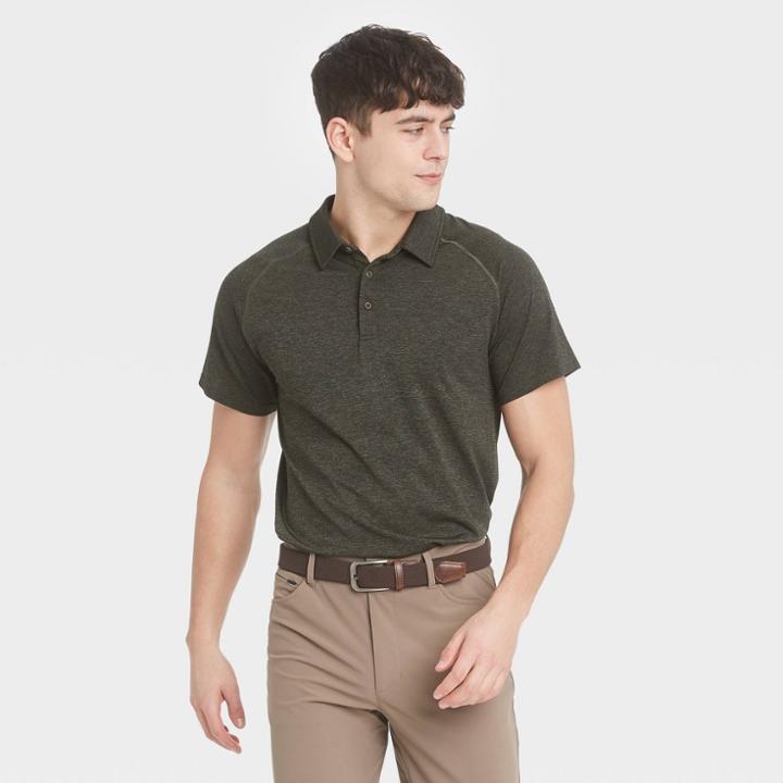Men's Seamless Polo Shirt - All In Motion Olive Heather