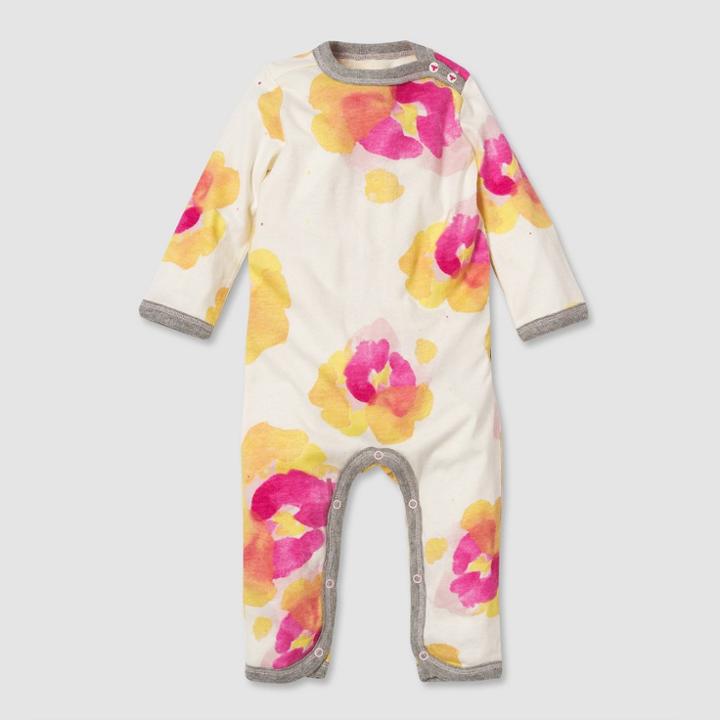Burt's Bees Baby Baby Girls' Organic Cotton Pansies Ruffle Jumpsuit - Pink