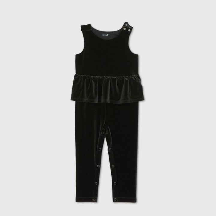Toddler Girls' Adaptive Sparkle Jumpsuit - Cat & Jack Black