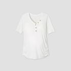 Maternity Elbow Sleeve V-neck Henley Top - Isabel Maternity By Ingrid & Isabel Cream