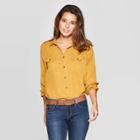 Women's Long Sleeve Collared Button-down Shirt - Universal Thread Caramel