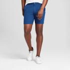 Men's 7 Patterned Linden Flat Front Shorts - Goodfellow & Co Blue Dobby 28,