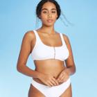 Women's Zipper Tank Bralette - Shade & Shore White S, Women's,