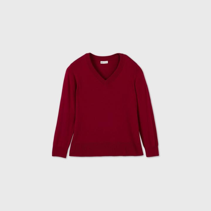 Women's Plus Size V-neck Pullover Sweater - Ava & Viv Purple
