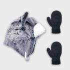 Baby Boys' Wolf Trapper And Magic Mittens Set - Cat & Jack Gray