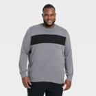 Men's Big & Tall Striped Crew Neck Pullover - Goodfellow & Co Charcoal Gray