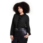 Women's Plus Size Long Sleeve Ruffle Blouse - Nili Lotan X Target Black