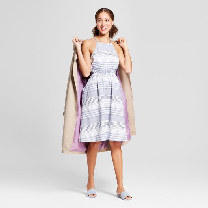 Target Women's Striped Sleeveless Cinched Waist Dress - A New Day Blue/white
