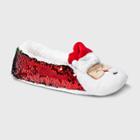 Women's Santa Pull-on Slipper Socks With Flip Sequins & Grippers - Wondershop Red/green