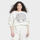 Modern Lux Women's Plus Size Cup Of Therapy Elephant Graphic Sweatshirt - Ivory