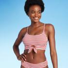 Juniors' Ribbed Tie-front Bralette Bikini Top - Xhilaration Clay D/dd Cup