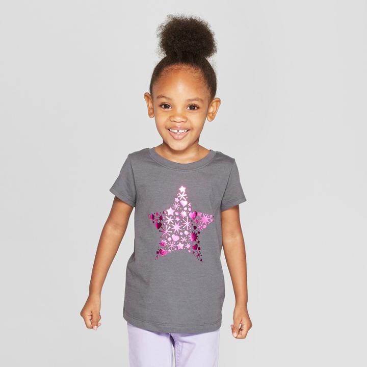 Toddler Girls' Short Sleeve 'star' Graphic T-shirt - Cat & Jack Gray