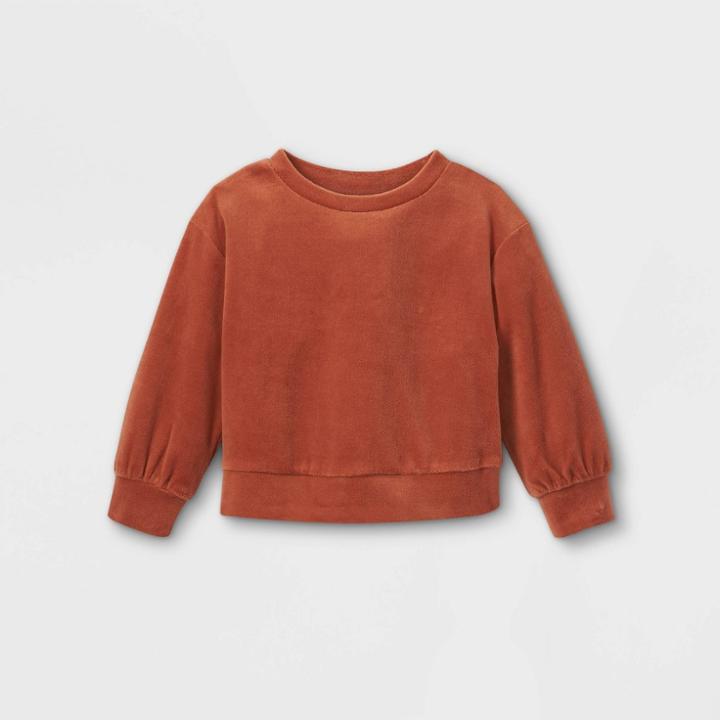 Toddler Girls' Velour Pullover Sweatshirt - Cat & Jack Brown