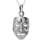 Women's Journee Collection Smiling Mask Pendant Necklace In Sterling Silver -