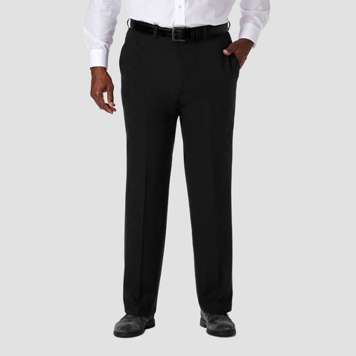 Haggar Men's Big & Tall Cool 18 Pro Classic Fit Flat Front Casual Pants - Black