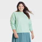 Women's Plus Size Crewneck Light Weight Pullover Sweater - A New Day Blue