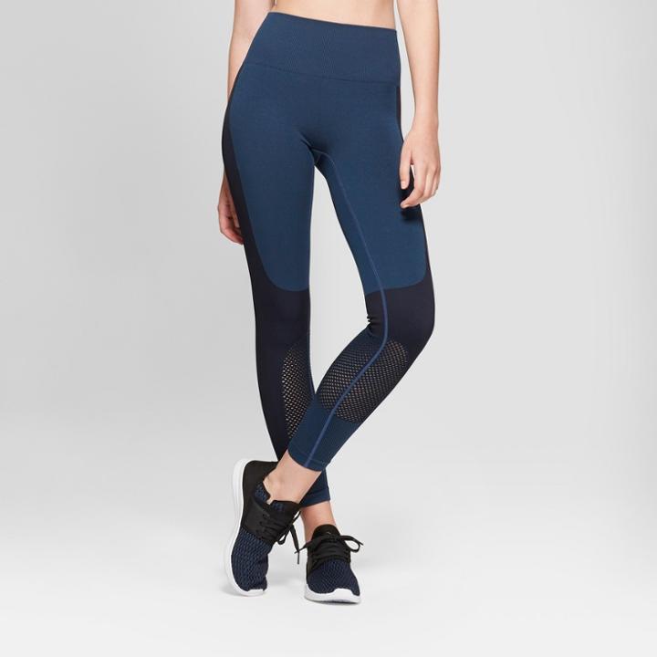 Women's High-rise 7/8 Seamless Two Tone Leggings - Joylab Dark Night Blue Denim