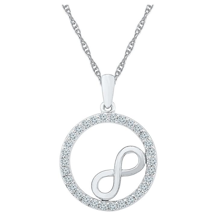 Target Round Lab Created White Sapphire Circle Infinity Pendant In Sterling