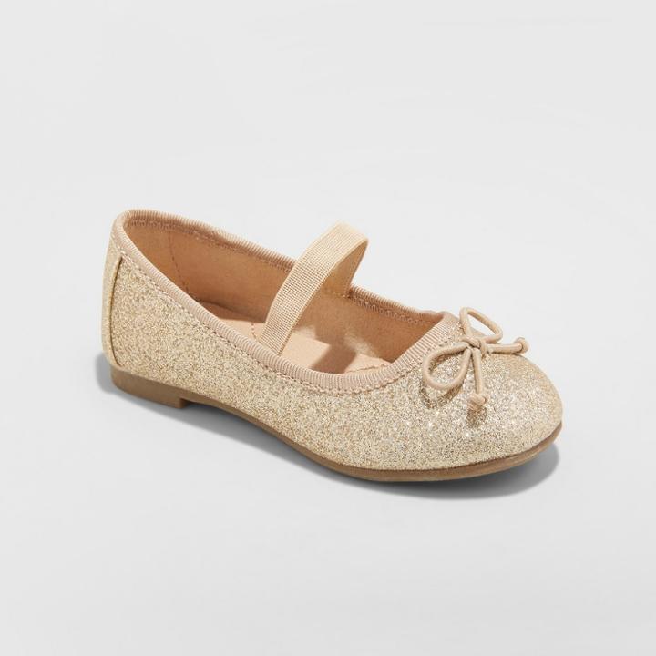 Toddler Girls' Ani Glitter Ballet Flat - Cat & Jack Gold