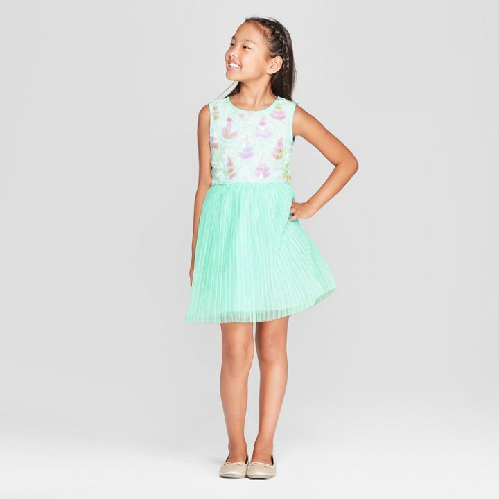 Girls' Disney Princess Ariel Iridescent Dress - Aqua Blue