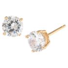 Distributed By Target Gold Over Sterling Silver Round Cubic Zirconia Stud Earrings (6mm), Women's, Clear