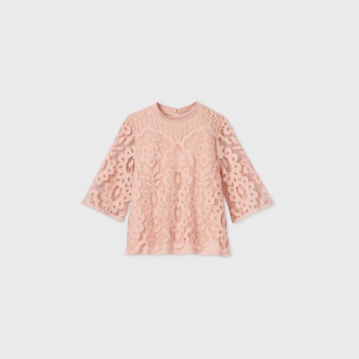 Girls' Turtleneck Boxy Top - Art Class Pink