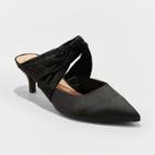 Women's Liane Microsuede Wide Width Bow Slide Kitten Heel Pumps - A New Day Black 7.5w,