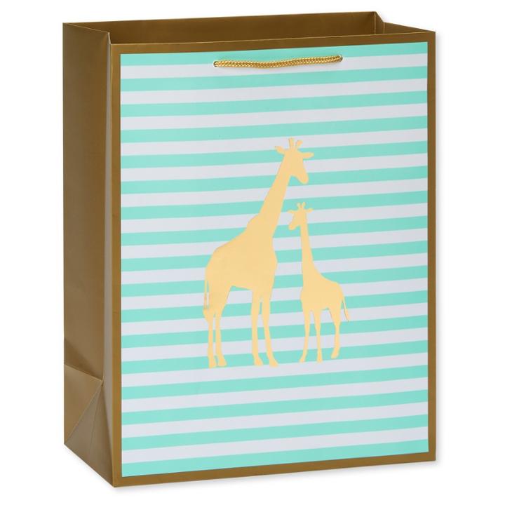 Spritz Gold Giraffes Gift Bag -