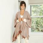Women's Herringbone Ruana Kimono Jacket - Universal Thread Brown