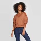 Women's Long Sleeve V-neck Ribbed Pullover Blouse - Knox Rose Orange L, Women's, Size: