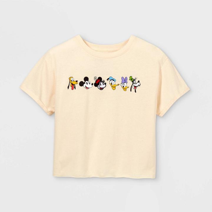 Girls' Disney Mickey Mouse & Friends Short Sleeve Graphic T-shirt - Cream