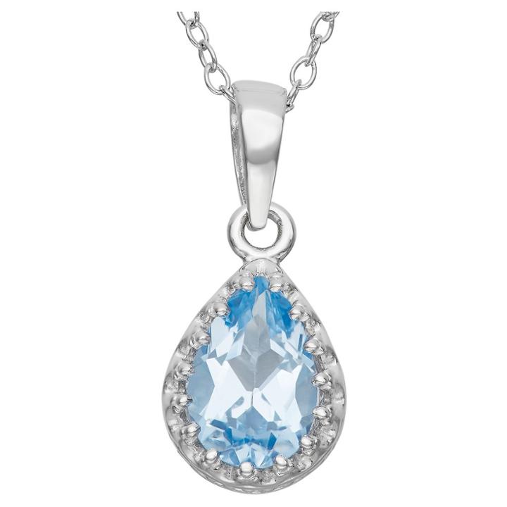 Tiara Pear-cut Aquamarine Crown Pendant In Sterling