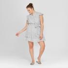 Women's Plus Size Striped Ruffle Mini Shirt Dress - Who What Wear Black/white 2x, Black/white