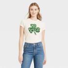 Fifth Sun Women's Leopard Print Clover Value Short Sleeve Graphic T-shirt - Off-white