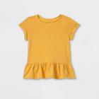 Toddler Girls' Washed Peplum Short Sleeve T-shirt - Cat & Jack Yellow
