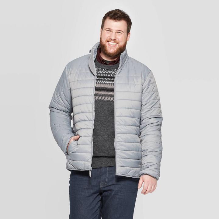 Men's Standard Fit Puffer Jacket - Goodfellow & Co Gray