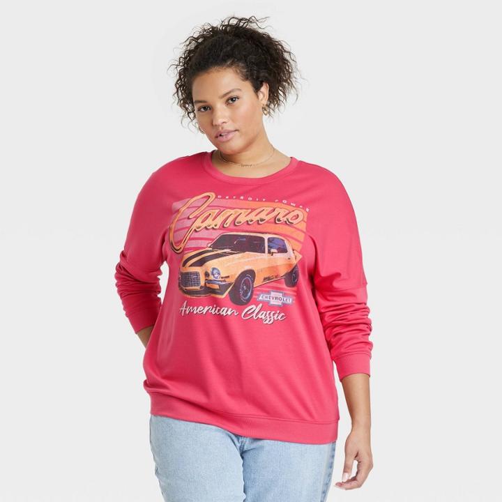 General Motors Women's Camaro Plus Size Graphic Sweatshirt - Red