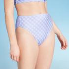 Women's High Waist Bikini Bottom - Xhilaration Lavender Plaid L, Women's, Size: