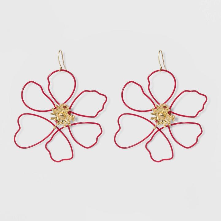 Sugarfix By Baublebar Wire Flower Drop Earrings - Red, Women's