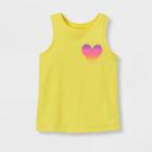 Toddler Girls' Ombre Heart Knit Graphic Tank Top - Cat & Jack Bright Yellow